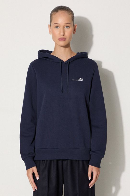 Хлопковая кофта A.P.C. Hoodie Item F с капюшоном тёмно-синий COEAS.F27674