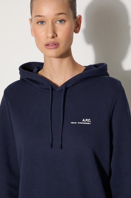 Хлопковая кофта A.P.C. Hoodie Item F тёмно-синий COEAS.F27674