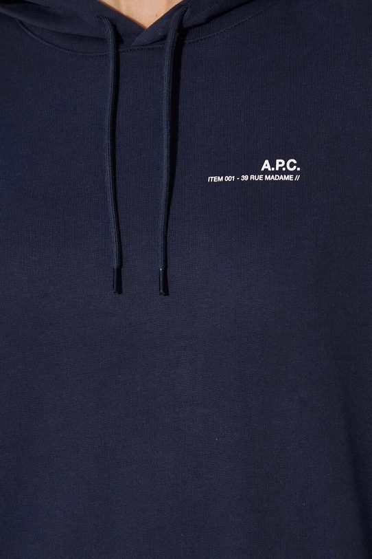 Βαμβακερή μπλούζα A.P.C. Hoodie Item F COEAS.F27674 σκούρο μπλε