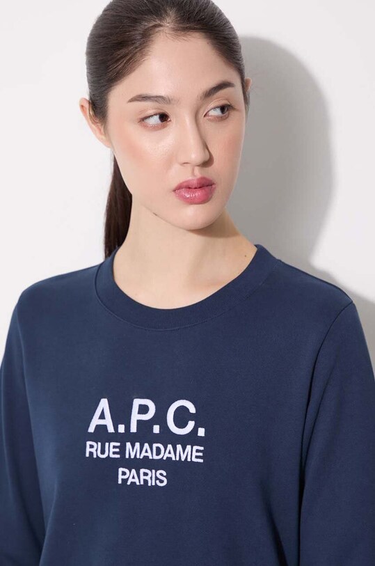 Бавовняна кофта A.P.C. Sweat Tina темно-синій COEBH.F27561