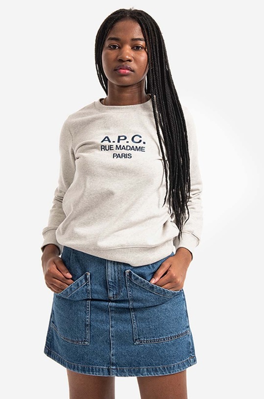 A.P.C. cotton sweatshirt Sweat Tina COEBH-F27561 MARINE applique gray COEBH.F27561