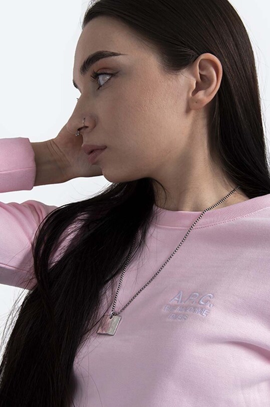 Pamučna dukserica A.P.C. Sweat Skye MARINE roza COEBH.F27700