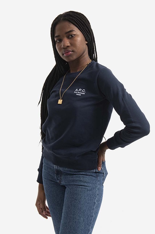 A.P.C. bluza bawełniana Sweat Skye COEBH.F27700 granatowy