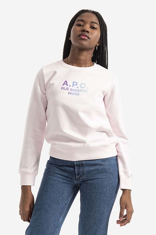 A.P.C. hanorac de bumbac Sweat Mathilda print roz COEBH.F27712