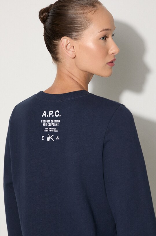Bavlnená mikina A.P.C. Sweat Shelley COETM-F27693 DARK NAVY tmavomodrá COETM.F27693