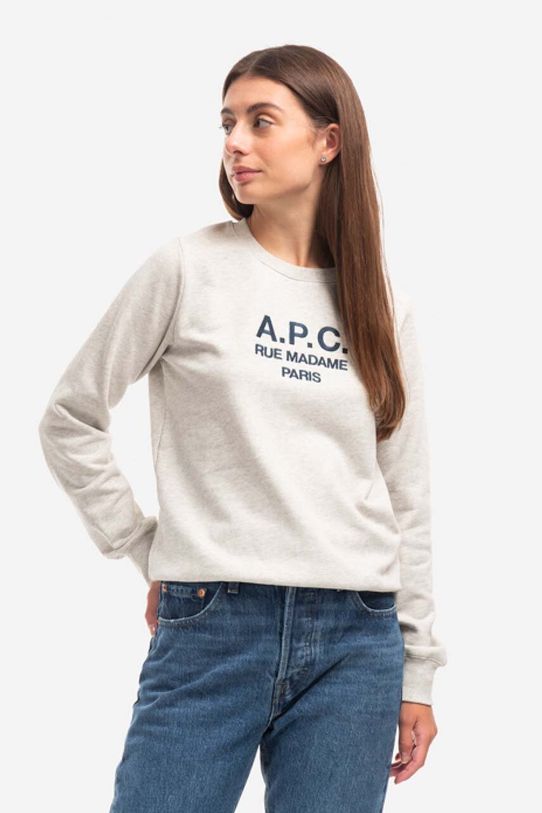 A.P.C. hanorac de bumbac Sweat Tina imprimeu gri COEZD.F27561