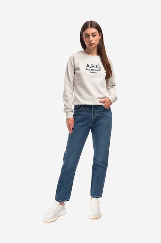 A.P.C. hanorac de bumbac Sweat Tina COEZD.F27561 gri AA00
