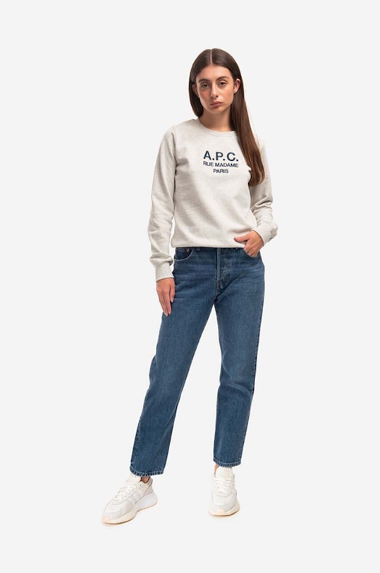 A.P.C. hanorac de bumbac Sweat Tina COEZD.F27561 gri AA00