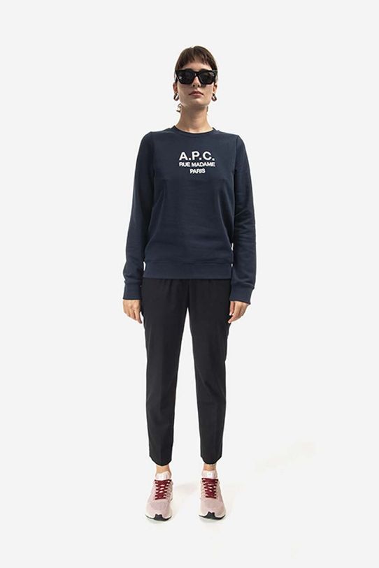 A.P.C. hanorac de bumbac Sweat Tina COEZD.F27561 bleumarin AA00