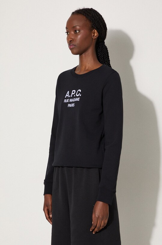 Bavlněná mikina A.P.C. Sweat Tina COEZD-F27561 MARINE černá COEZD.F27561