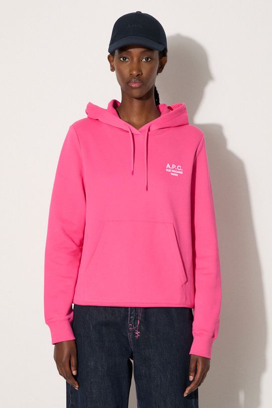 Памучен суичър A.P.C. Hoodie Manuela щампа розов COEZD.F27760