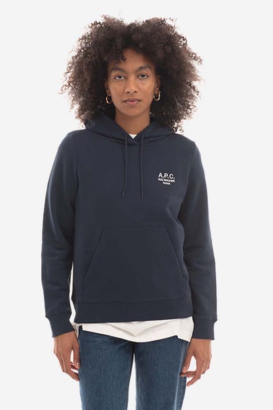 A.P.C. cotton sweatshirt Hoodie Manuela cotton navy COEZD.F27760