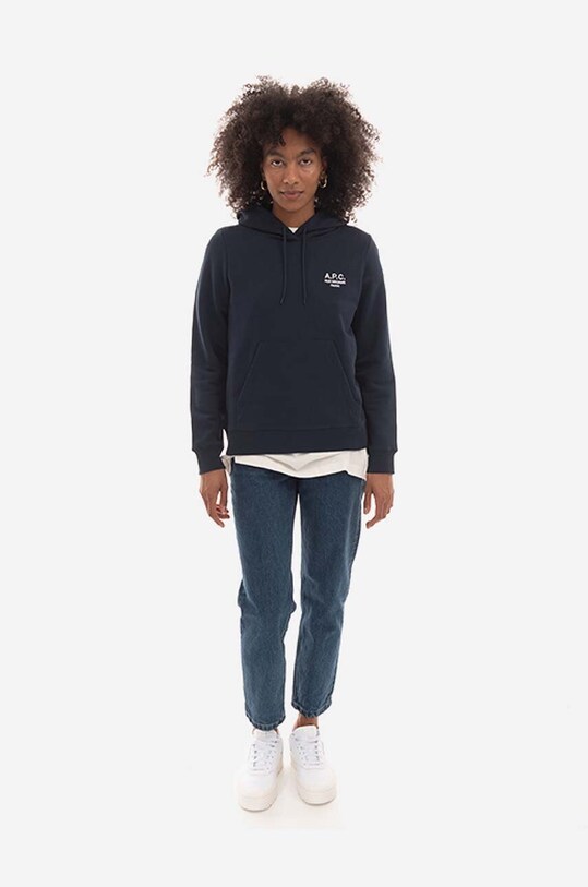 A.P.C. cotton sweatshirt Hoodie Manuela COEZD.F27760 navy AA00