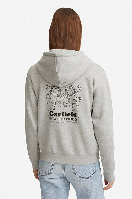 Bavlněná mikina Wood Wood X Garfield Jenn Hoodie Double Trouble 30042401-2424 GREY MELANGE 30042401.2424 šedá AA00