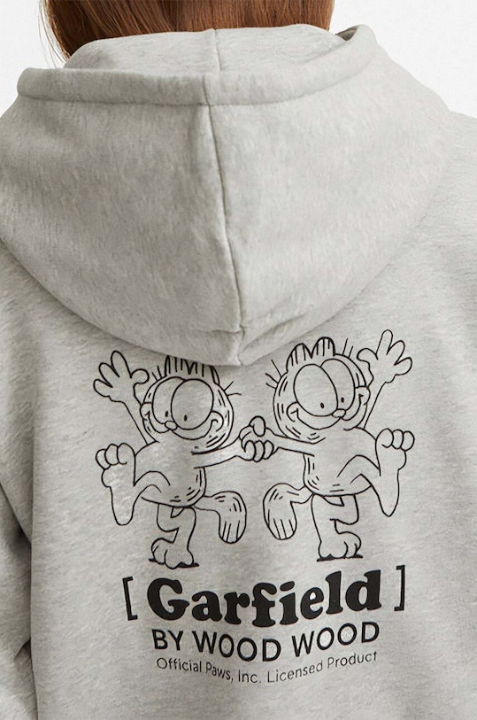 Bavlněná mikina Wood Wood X Garfield Jenn Hoodie Double Trouble 30042401-2424 GREY MELANGE šedá 30042401.2424