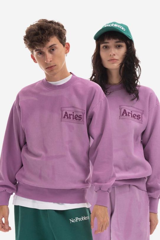 Bavlněná mikina Aries Sunbleached Cross Grain Temple Sweatshirt
