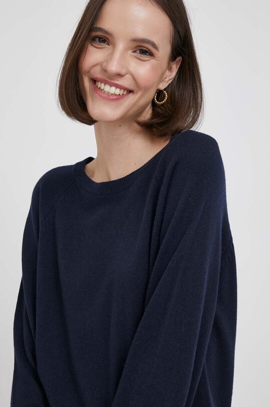 United Colors of Benetton gyapjúkeverék pulóver sötétkék 1035D1P17.66U.