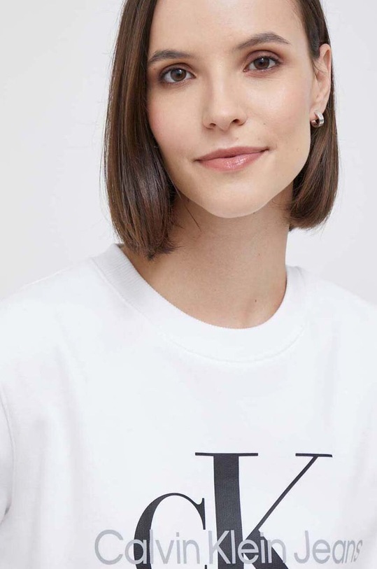 Bavlnená mikina Calvin Klein Jeans biela J20J219140