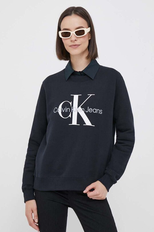 Хлопковая кофта Calvin Klein Jeans хлопок чёрный J20J219140