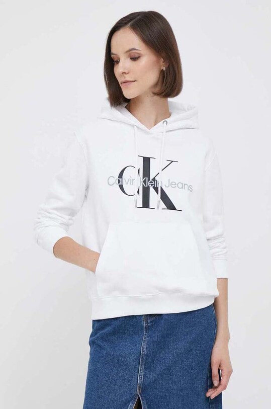 Calvin Klein Jeans hanorac de bumbac print alb J20J219141