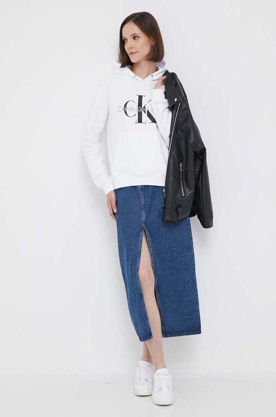 Calvin Klein Jeans hanorac de bumbac J20J219141 alb AA00