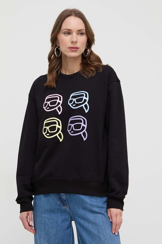 Karl Lagerfeld hanorac de bumbac imprimeu negru 241W1801