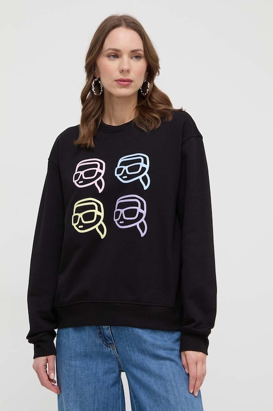 Karl Lagerfeld hanorac de bumbac imprimeu negru 241W1801