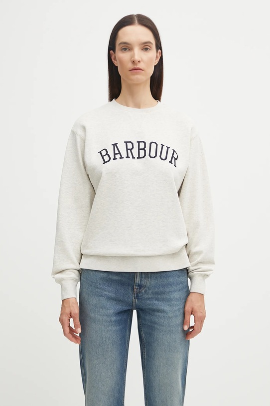 Pamučna dukserica Barbour natpis bež LOL0591