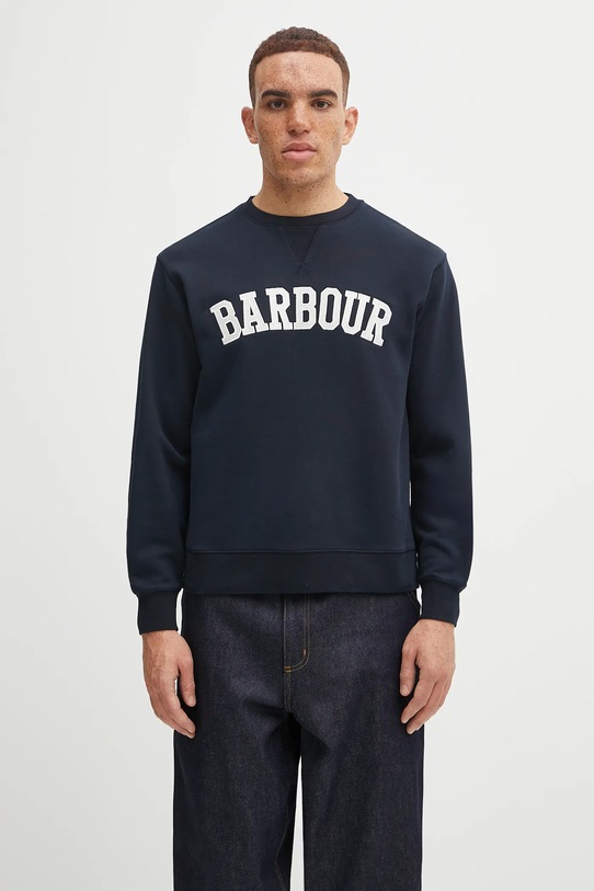 Barbour felpa in cotone applique blu navy LOL0591