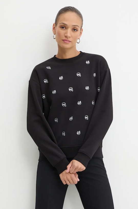 Mikina Karl Lagerfeld bez kapucne čierna 246W1800