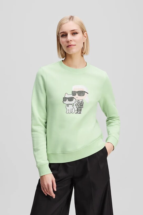 Karl Lagerfeld bluza IKON aplikacja zielony A1W20081