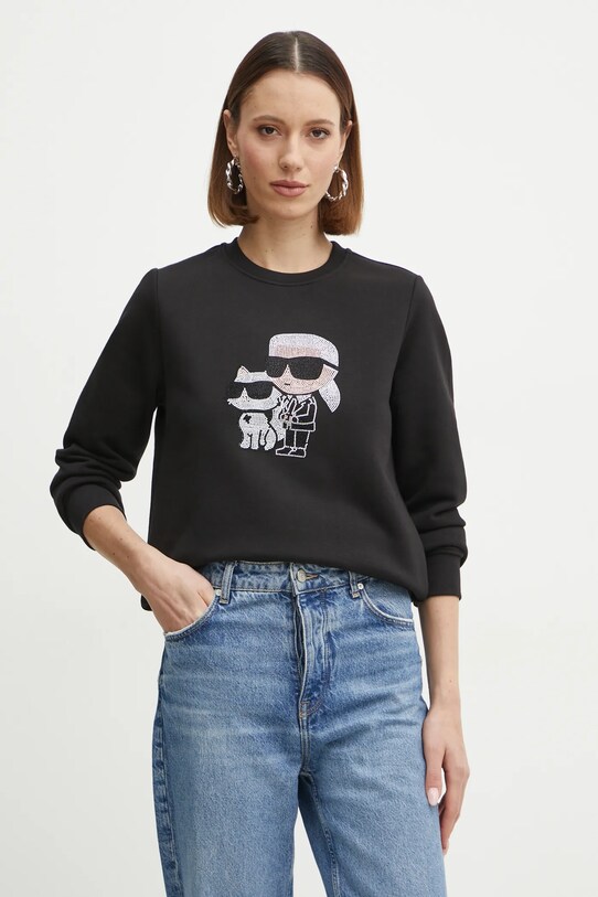 Karl Lagerfeld bluza IKON aplikacja czarny A1W20081