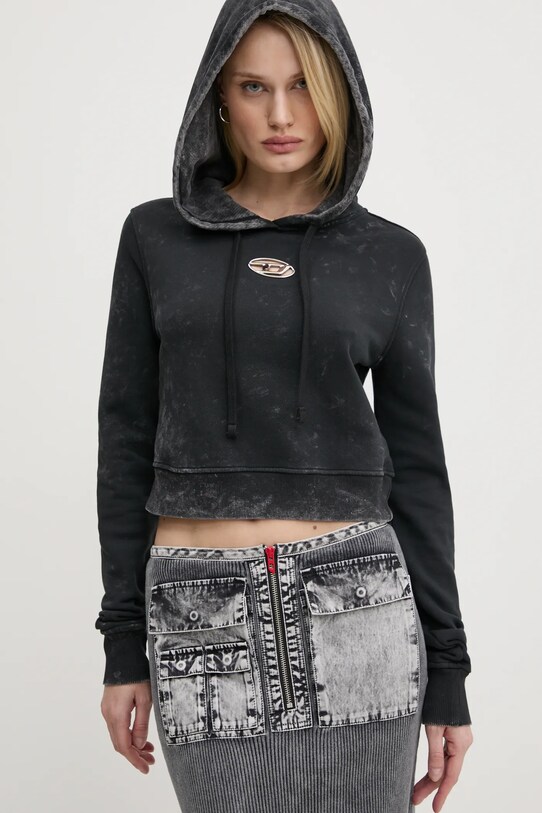 Bavlněná mikina Diesel F-SLIMMY-HOOD-P5 SWEAT-SHIRT nášivka černá A14492.0IPAC