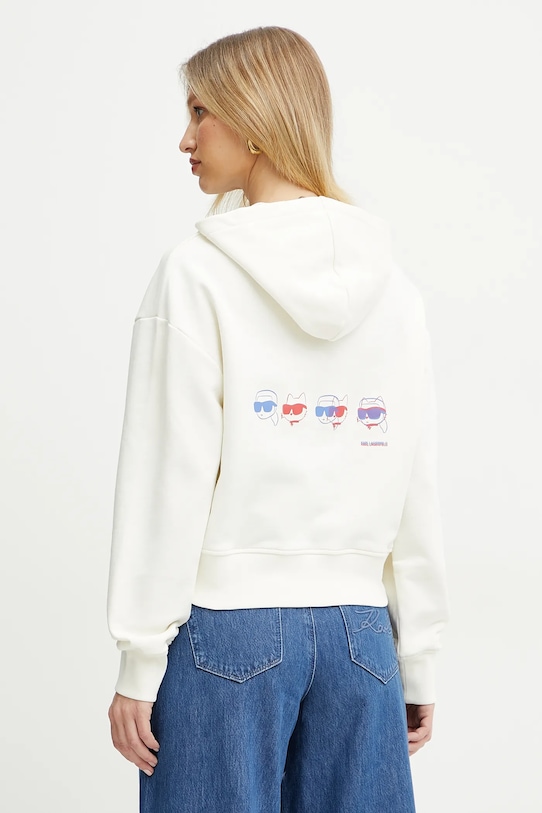 Дрехи Памучен суичър Karl Lagerfeld IKON A2W20072 бежов