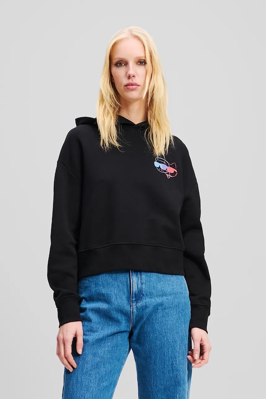 Karl Lagerfeld bluza bawełniana IKON nadruk czarny A2W20072