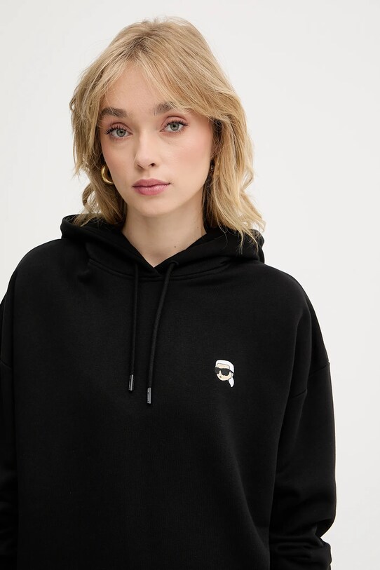 Хлопковая кофта Karl Lagerfeld IKON чёрный A3W20053