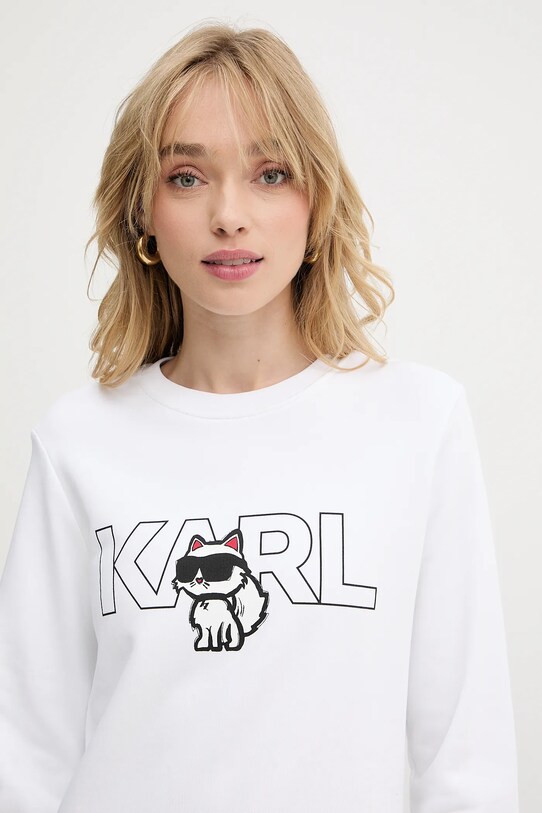 Karl Lagerfeld bluza bawełniana biały A3W20056
