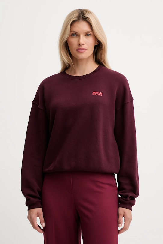 American Vintage bluză print burgundia IZU03A