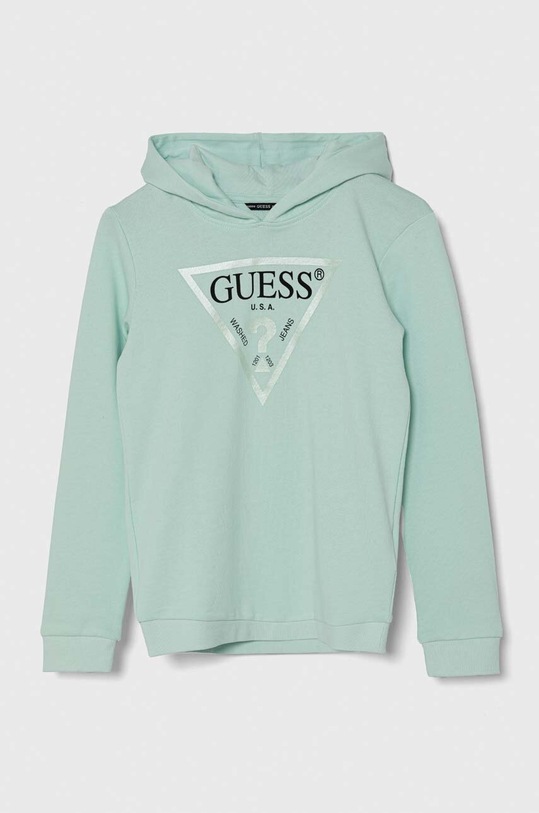 Παιδική βαμβακερή μπλούζα Guess στάμπα τιρκουάζ J83Q14.KAUG0.PPYH