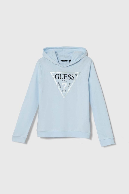 Dětská bavlněná mikina Guess s kapucí modrá J83Q14.KAUG0.9BYH