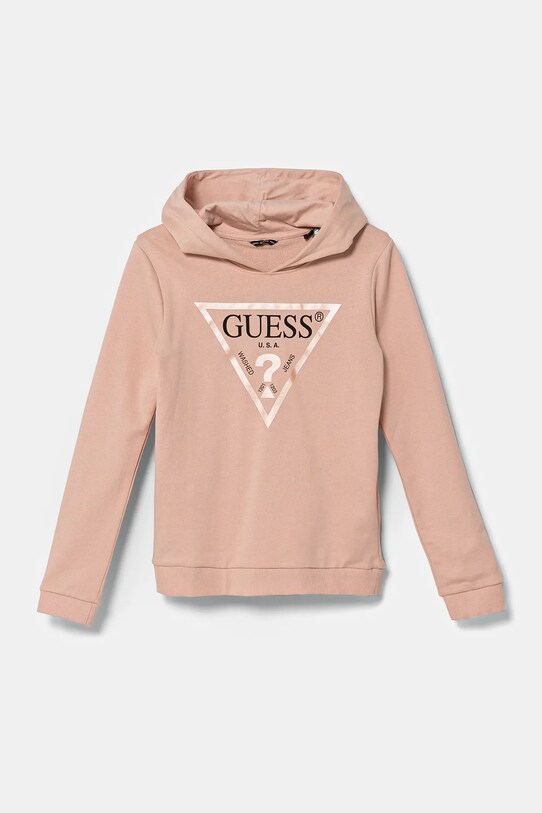 Дитяча бавовняна кофта Guess з капюшоном помаранчевий J83Q14.KAUG0.PPYA