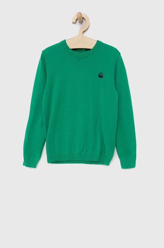 Детски памучен пуловер United Colors of Benetton тънък зелен 1098Q1072.G.NOS