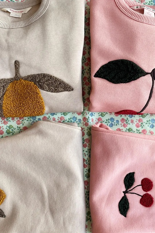 Konges Sløjd bluza z bawełną dziecięca LOU TERRY SWEAT SHIRT OCS KS105642 beżowy