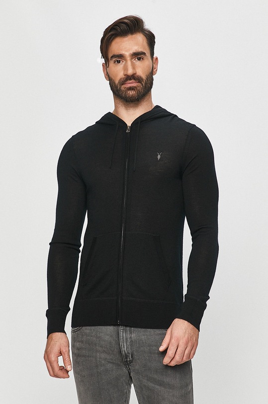AllSaints – Bluza MODE MERINO ZIP HOOD czarny MK130D