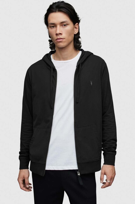 AllSaints - Μπλούζα Brace Hoody βαμβάκι μαύρο MF028H