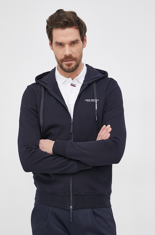 Armani Exchange bluza nadruk granatowy 8NZM95.ZJKRZ