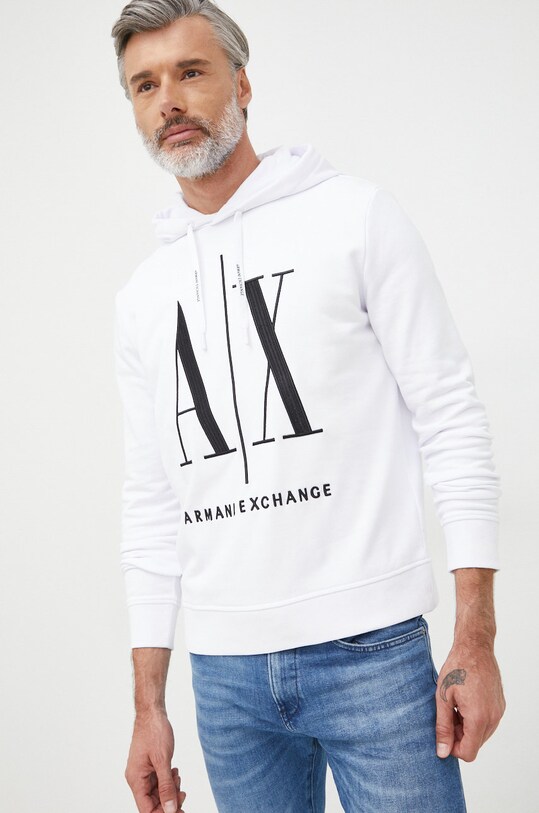 Armani Exchange Bluza print alb 8NZMPC.ZJ1ZZ
