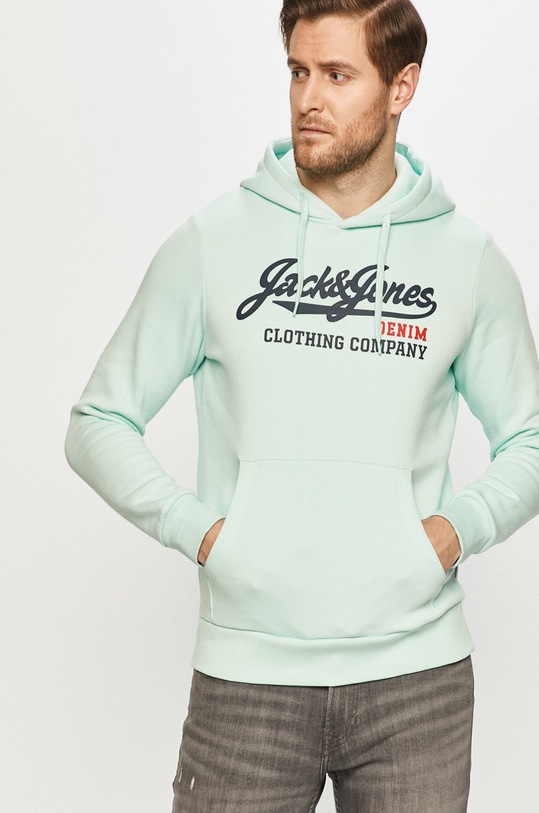 Jack & Jones - Bluza z kapturem turkusowy 12172349.