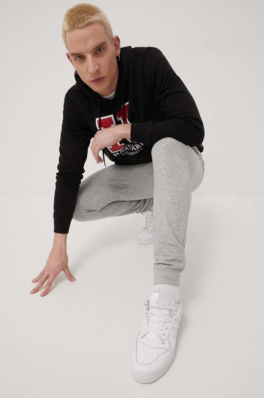 Only & Sons hanorac de bumbac print negru 22022491.Black