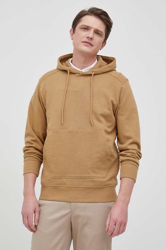 Selected Homme bluza bawełniana bawełna brązowy 16077368.Kelp